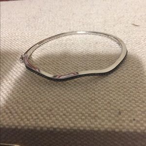 Solid Sterling Silver with black diamonds Bangle